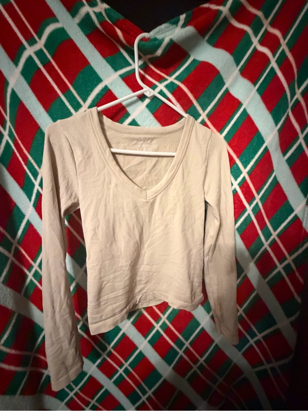 Women’s Cream Long-Sleeve V-Neck Top